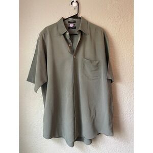Nautica Short Sleeve Button Up Olive Green Resort Casual Shirt Men's